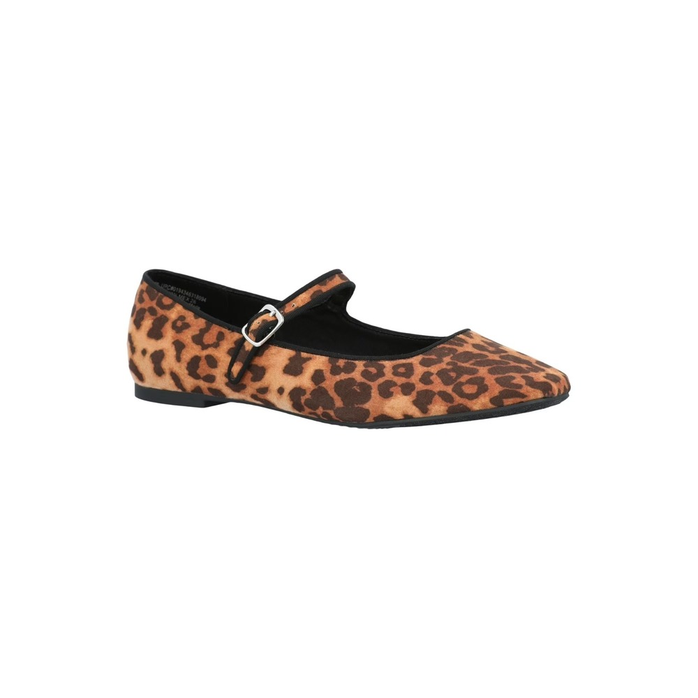 Womens Size 11 Time and Tru Mary Jane‎ Leopard Print Faux Leather Flats